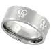 Stainless Steel Flat 8mm Wedding Band Ring Laser Etched Lesbian Symbols, sizes 5 to 9