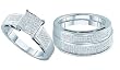 10k. White Gold 0.60 Ctw. 3pc. Micro Pave Diamond Wedding Set for Him and Her " Size 7 For Her and Size 10 For Him "