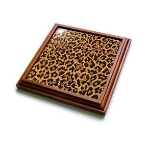 Leopard Print Gold and Brown - 8x8 Trivet With 6x6 Ceramic Tile by 