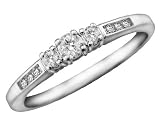 Engagement Promise Ring: 14K White Gold 1/4 Carat (ctw) Three Stone Diamond Ring