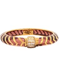 Angelique De Paris "Mata Hari" Vermeil 18K Gold Resin Bangle Bracelet in Caramel with White Topaz Gemstones
