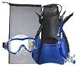 U.S. Divers St. Tropez Mask, SeaBreeze Silicone Snorkel, Trek Travel Fins & Mesh Bag