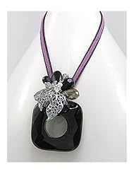 Artificial Suede Leather Semi GemStone Beads Necklace In White Base