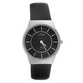 Skagen Black Womens Leather Band Watch