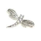 Dragonfly with Clear CZ Designed Sterling Silver Pendant with Rhodium Plated Necklace (come with 16 or 18 Italian Sterling Silver Chain)