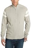 Alex Stevens Men's Varsity Full Zip Mock Sweater With Arm Stripe,Titanium,Small
