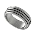 Steel Striped Spinner Ring