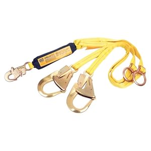 DBI/Sala 1240419 100-percent Tie-Off Shock Absorbing Web Lanyard with Large Carabiner, Yellow