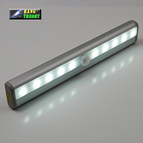 BangTheory Bright Auto 10 LED PIR Ir Infrared Motion Detector Wireless Sensor Closet Cabinet Bar Light Lamp，closet Light,step Light,shaking Sensor Light (cool white)