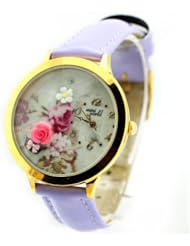 ZLYC Ladies Romantic Rose Vintage Floral Print Polymer Clay Watch