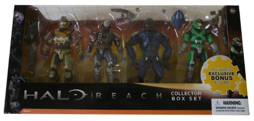 Halo Reach McFarlane Toys Series 1 Exclusive Action Figure 4Pack Collector Box Set Jorge, Emile, Elite Minor GREEN Spartan Mark V