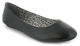 Platino "Zulu" Ladies Ballerina With Leopard Print Insock - Black