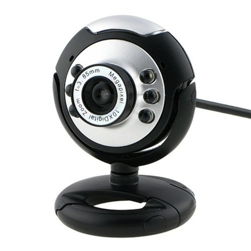 Round Webcam with Microphone and LED light for Night Vision