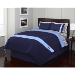 Beverly Hills Polo Club Solid Reversible Comforter Set, Indigo/French Blue