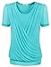 Timeson Womens Round Neck Stretchy Drape Front Tunic Blouse