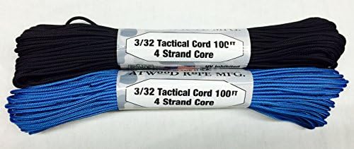 2 Piece Set - 100' 275 Tactical Cord (Black, Blue)