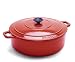 World Cuisine Oval Enamel Cast Iron Dutch Oven 4 1/4 Quart with Lid, Red