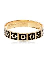 Trina Turk Enamel Gold Tone and Black Bangle Bracelet, 7.75"