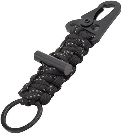 EZsport Paracord Survival Keychain, 550lbs Strength Test Ultralight for Backpacking &amp; Camping, Color Black