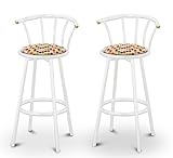 2 Rainbow Polka Dots Specialty / Custom White Barstools with Backrest Set