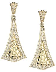 14K Yellow Gold Hammered Diamond Dangle Earrings (1/2Cttw, SI Clarity, F Color)