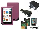 iShoppingdeals - Accessories Bundle Combo for Barnes & Noble NOOK COLOR eBook Reader Tablet WiFi, Pink Soft Skin Case Cover, USB Car Charger, USB Travel AC Charger, Screen Protector Film, and Smart Headset Wrap
