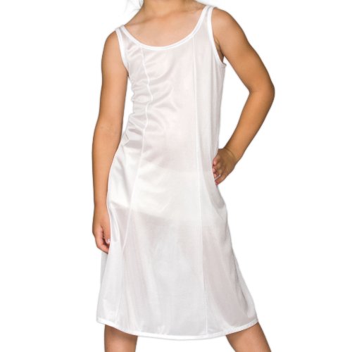 I.C. Collections Big Girls White Sleek Nylon Slip - Tea Length, 8 - 16