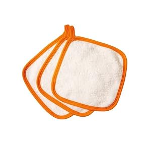 giggle Better Basics Orange Trim Washcloths - Set Of 3 (organic Cotton)