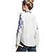 Zehui®  Retro Women Blue And White Porcelain Print Chiffon Tops Shirt Blouse