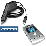 Bargaincell- 2 Pieces Value Combo of Motorola Razr Razor V3, V3c, V3m, V3t, V3e Auto Car Charger Adapter+Crystal Clear Hard Shell Case
