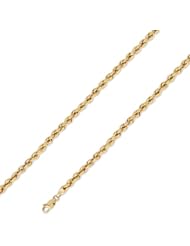 10k Yellow Gold Hollow Rope Chain Bracelet 4mm 8"