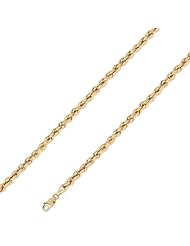 10k Yellow Gold Hollow Rope Chain Bracelet 4mm 9"