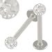 16g 16 gauge (1.2mm), 3/8" Inches (10mm) long - Stainless Steel Lip Bar Labret Ring Monroe Ear Tragus Stud Earrings with Clear Swarovski Crystal Ferido balls AOQO- Pierced Jewelry Body Piercing Jewellery- Set of 2 picture