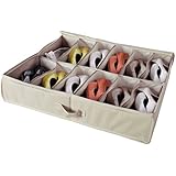 StorageManiac Underbed Shoe Organizer, 27.56 by 21.65 by 5.31-Inches, 12-Pair, Light Brown