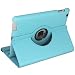 ASleek Baby Blue Leather 360 Degrees Rotating Smart Case Cover with Earphone & Stylus for The New Apple iPad 3 3rd Generation