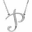 14k White Gold Pretty Initial P Diamond Necklace