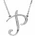 14k White Gold Pretty Initial P Diamond Necklace