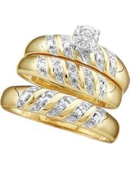 10kt Yellow Gold Round Natural Diamond Trio Matching His & Her's Men + Women... by 