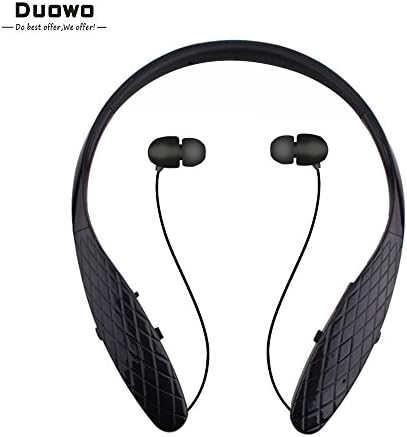 Bluetooth Headset, Bluetooth Earbuds，Duowo Sweatproof V4.0 Wireless Neckband Bluetooth Headphones with Microphone for Smart Phones (Black)
