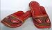 Orange and Green Thread Embroidered Leather Slip-ons Gujarati Pumps