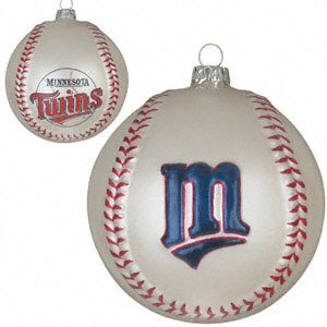 Minnesota Twins Glass Baseball Ornament