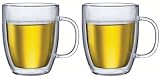 Bodum Bistro Double-Wall Insulated 15-Ounce Glass Mug, Set of 2