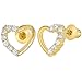 Gold Plated Clear Cubic Zirconia Heart Safety Screw Backs Earrings for Babies, Toddlers, and Young Girls - Lightweight and Safe for Children with Sensitive Ears