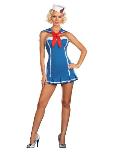 Sexy Sailor Dress Costume Naval Uniform Military Navy Costume 3 Pc Set Mini Dress Colar Sailor Hat Sizes M L or XL