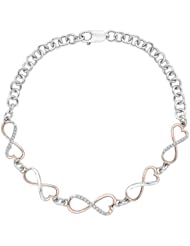 10K Two Tone Gold, Diamond Infinity Tennis Bracelet (0.11 cttw)