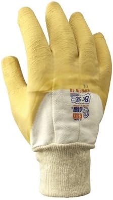 SHOWA Best Glove Size 10 The Original Nitty Gritty Cut Resistant Yellow Natural Rubber Palm Coated Work Gloves With White Cotton And Flannel Liner And Knit Wrist
