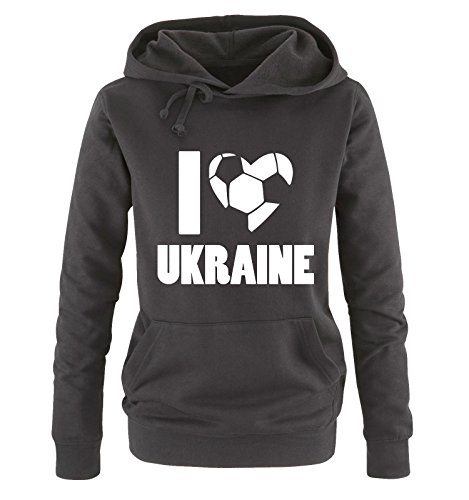 I LOVE UKRAINE – Damen Hoodie – Schwarz / Weiss Gr. M