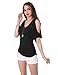J.TOMSON Women's Short Sleeve Deep V-Neck & Crewneck Cut Out Shoulder Top