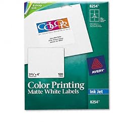 Avery 8254 Matte white ink jet labels, 3-1/3 x 4, 120 per pack