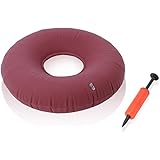 Dr. Frederick's Original Donut Cushion - 15" Inflatable Ring Cushion - Hemorrhoid Treatment, Bed Sores, Coccyx & Tailbone Pain, Pilonidal Cyst, Perineal Pain, Child Birth, Prostatitis, etc - Red